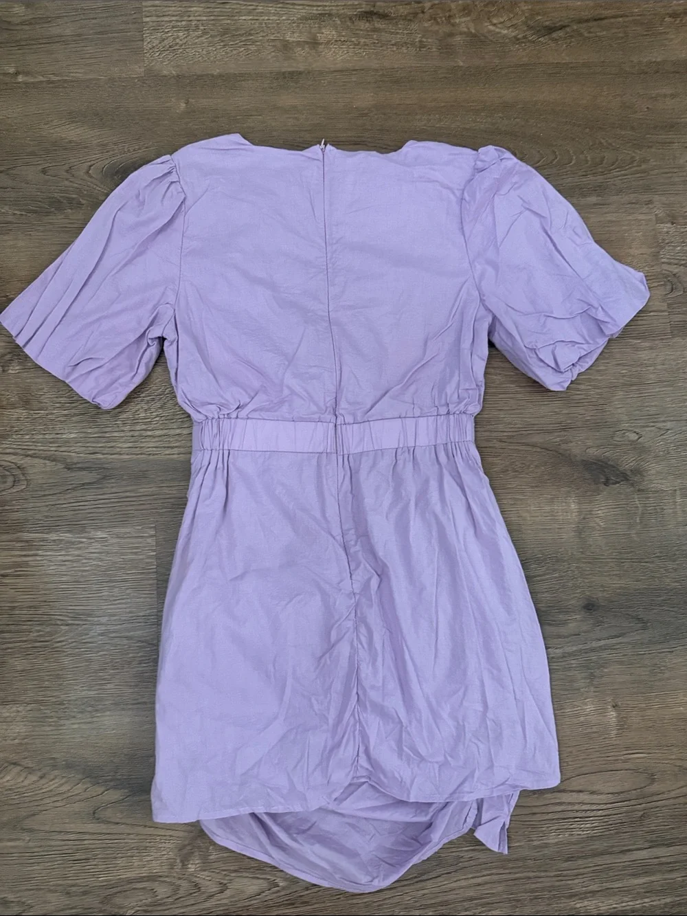 Strut & Bolt Puff-Sleeve Lavender Mini Dress with Draped Skirt Size Medium